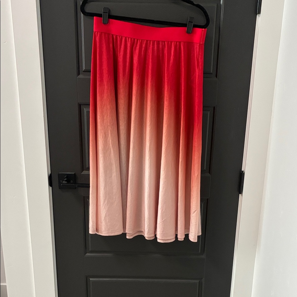 Athleta Red to Blush Ombre Midi Skirt